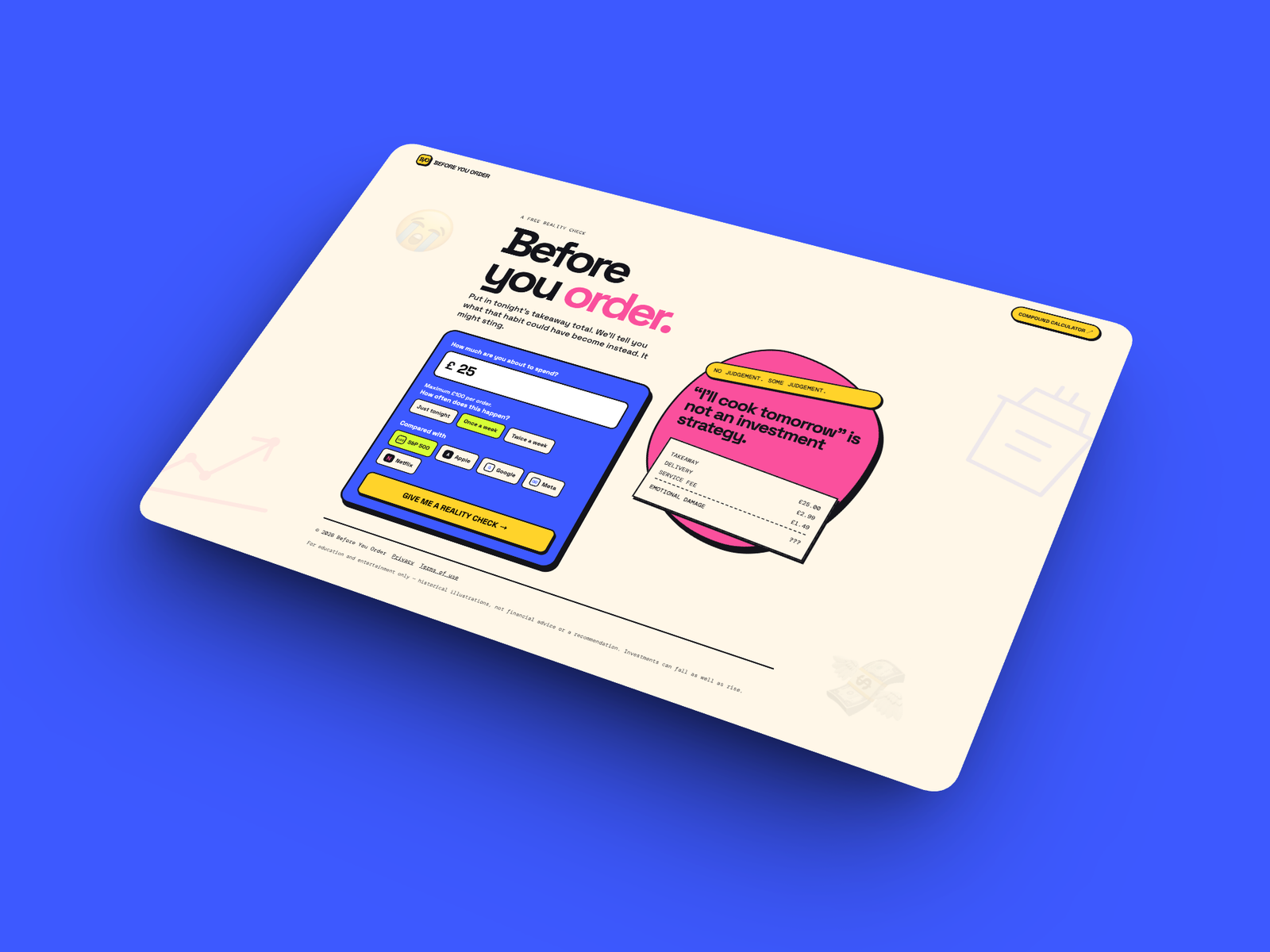 Before You Order interactive takeaway spending calculator